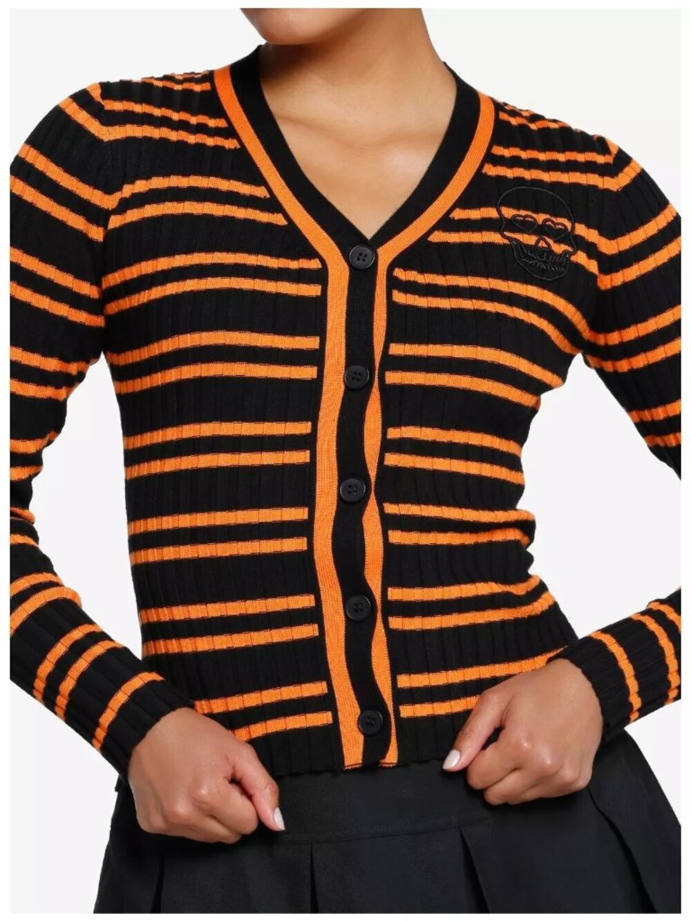 Social Collision Large Punk Black Orange Skull Sweater Top Halloween Hot Topic